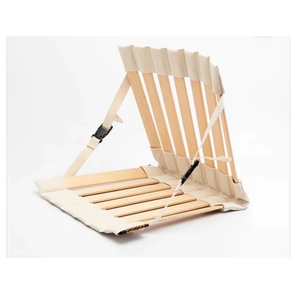 HowdaHug Howda-Seat Portable Folding Slat Chair Seat Pad Beige w Straps stadium
